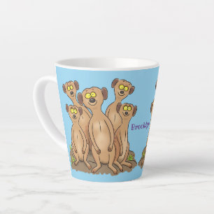 Caneca De Café Latte Imagem animada da família Meerkat