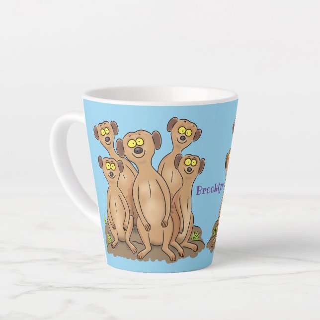 Caneca De Café Latte Imagem animada da família Meerkat (Ângulo esquerdo)