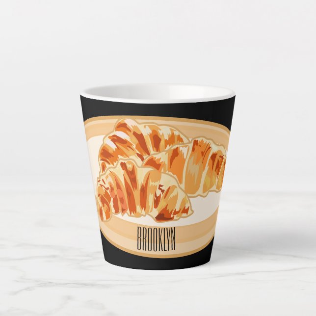 Caneca De Café Latte Imagem croissant (Frente)
