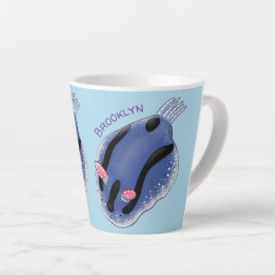 Caneca De Café Latte Imagem de desenho animado azul-nudibranch bonito