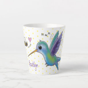 Caneca De Café Latte Imagem de desenho animado de bee hummingbird