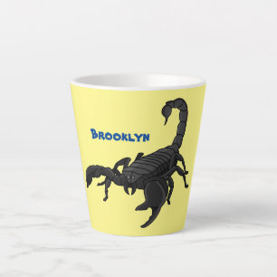 Caneca De Café Latte Imagem de desenho animado de escorpião preto