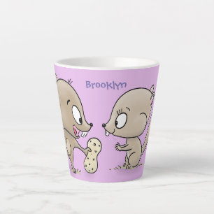 Caneca De Café Latte Imagem de desenho animado de esquilos engraçados
