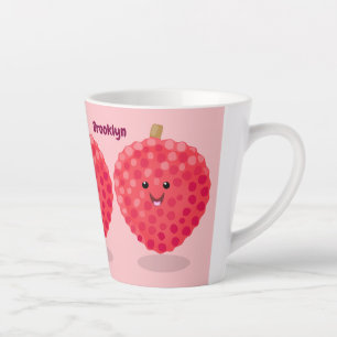 Caneca De Café Latte Imagem de desenho animado de liso rosa-claro