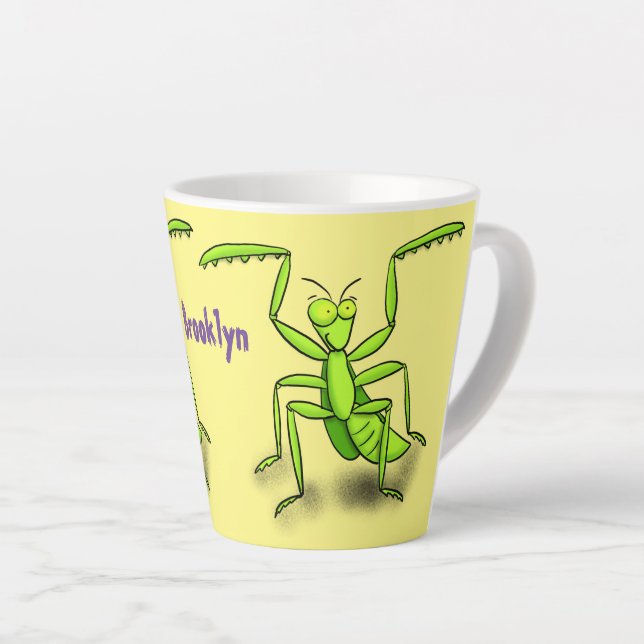 Caneca De Café Latte Imagem de desenho animado de louva-a-deus engraçad (Ângulo direito)