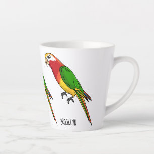 Caneca De Café Latte Imagem de desenho animado de papagaio feliz e boni