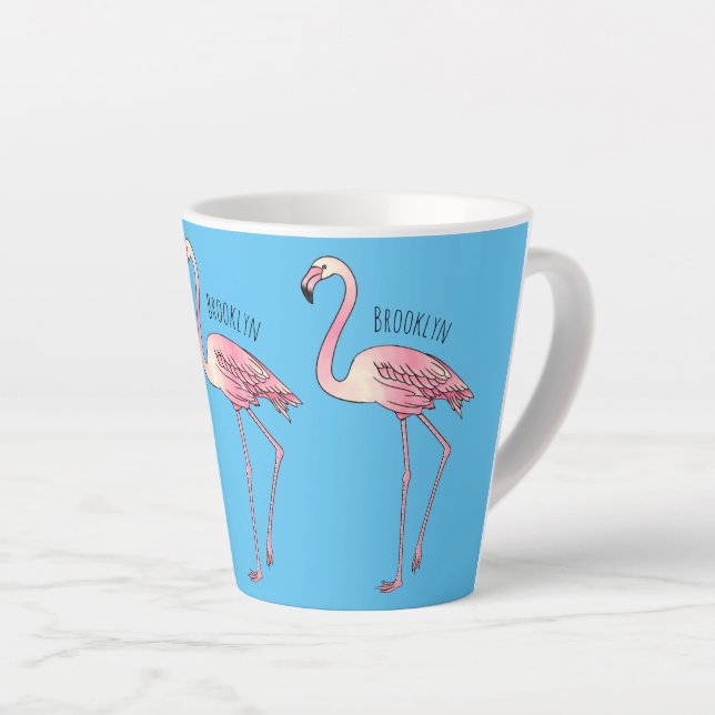 Caneca De Café Latte Imagem de desenho animado de pássaro Flamingo (Ângulo direito)