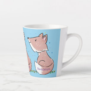 Caneca De Café Latte Imagem de desenho animado de raposas de bebês