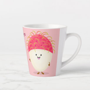 Caneca De Café Latte Imagem de desenho animado rosa-claro