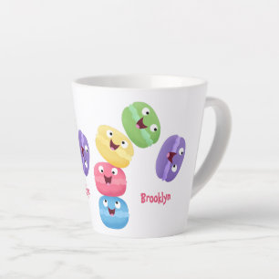 Caneca De Café Latte Imagem de desenhos animados de macarões engraçados