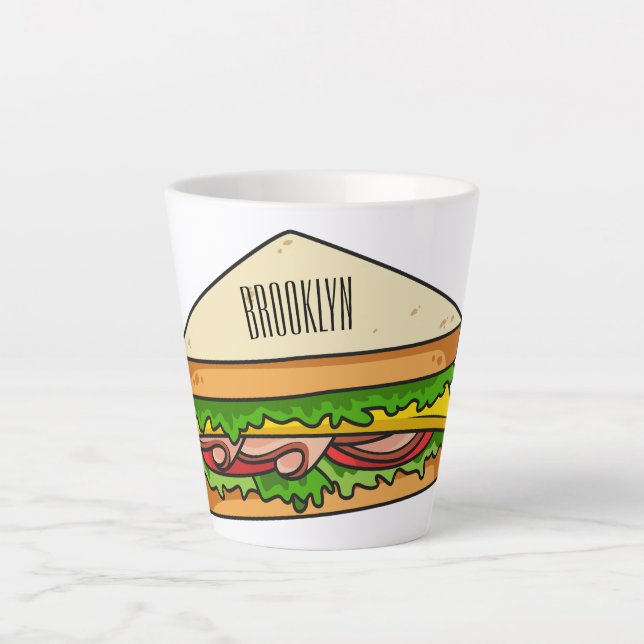 Caneca De Café Latte Imagem de desenhos em Sandwich (Frente)