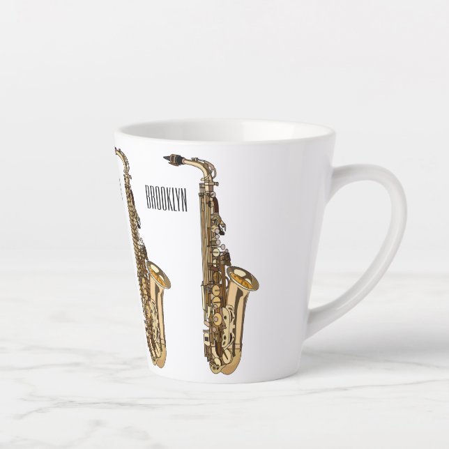 Caneca De Café Latte Imagem de desenhos saxofônicos (Direita)