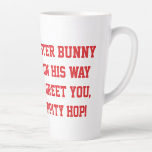 Caneca De Café Latte Imagem do Coelho da Páscoa com Texto de Humor