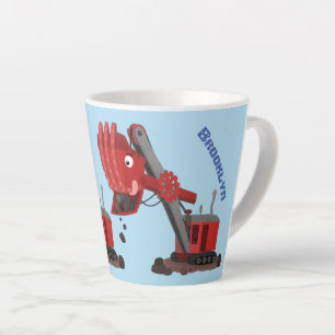 Caneca De Café Latte Imagem do desenho animado da pá-pá-vapor vermelha,