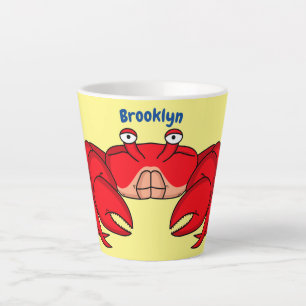 Caneca De Café Latte Imagem do desenho animado de caranguejo vermelho-b