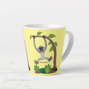 Caneca De Café Latte Imagem do desenho animado em forma de fita, feliz