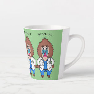 Caneca De Café Latte Imagem engraçada de cartoon do mandril doutor