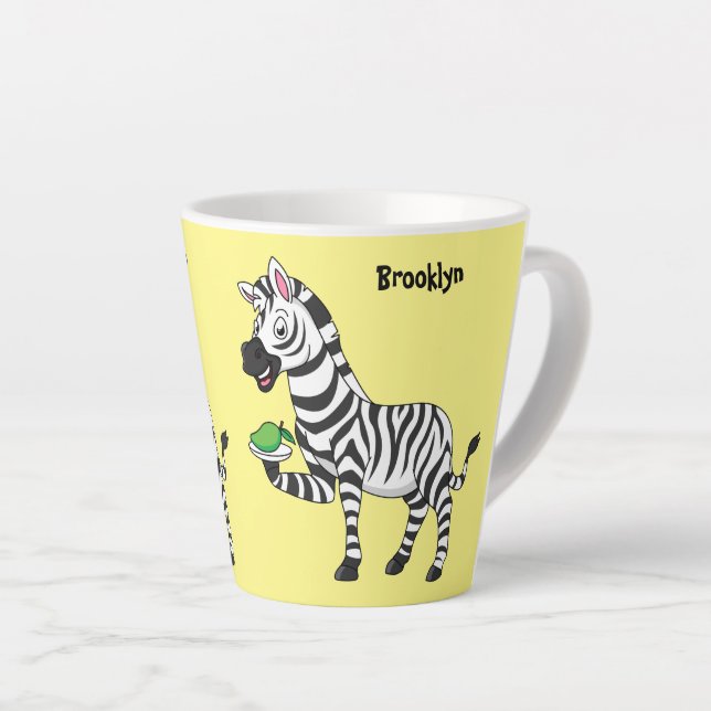 Caneca De Café Latte Imagem engraçada de desenho animado zebra (Ângulo direito)