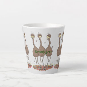 Caneca De Café Latte Imagem engraçada do desenho animado emu australian
