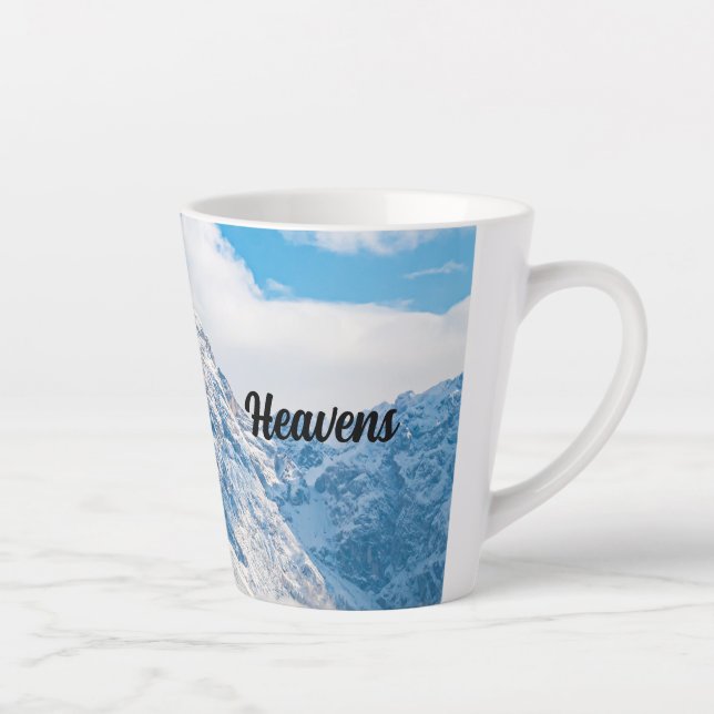 Caneca De Café Latte Imagem Personalizada de Chá Café Céus Texto Azul C (Direita)