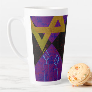 Caneca De Café Latte Imagem temática de Hanukkah da SlipperyJoe's amare