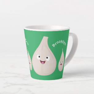 Caneca De Café Latte Imagem vegetal do desenho animado de alho cúprico