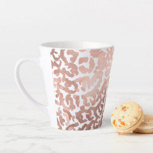 Caneca De Café Latte Impressão Animal Leopard Cheetah, Rosa Chic