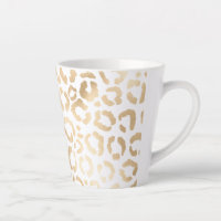 Impressão Animal Leopardo Branco Dourado Elegante 