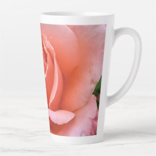 Caneca De Café Latte Impressão de Arte Botânica Rosa Romântica