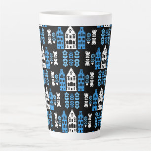 Caneca De Café Latte Impressão de Arte Folclórica dos Países Baixos Tra