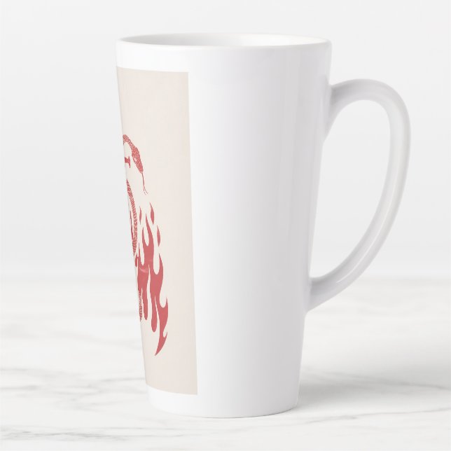 Caneca De Café Latte Impressão de Arte Risograph de Cobra e Espada | Ch (Direita)