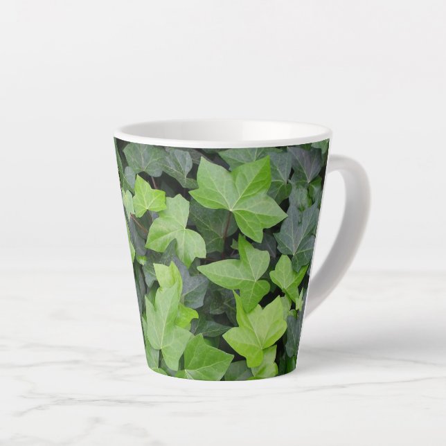 Caneca De Café Latte Impressão de Botânica de Ivy Verde (Ângulo direito)