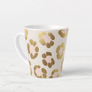 Caneca De Café Latte Impressão de leopardo dourado e rosa pastel Chic A