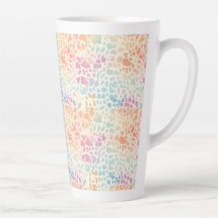 Caneca De Café Latte Impressão de leopardo em aquarela com arco-íris pa