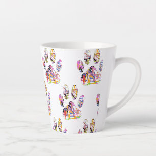 Caneca De Café Latte Impressão de Paint Splatter Dog Paw