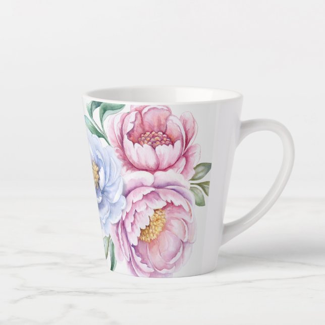 Caneca De Café Latte Impressão de Peões Pintados à Mão (Direita)