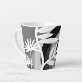 Caneca De Café Latte Impressão de plantas monocromáticas