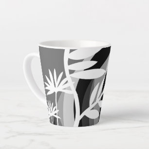 Caneca De Café Latte Impressão de plantas monocromáticas