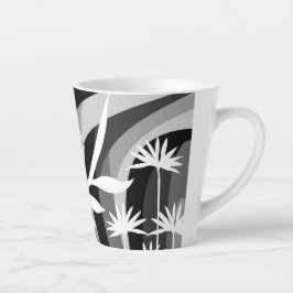 Caneca De Café Latte Impressão de plantas monocromáticas