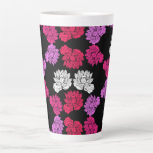 Caneca De Café Latte Impressão de tecido de lírio de água botânico