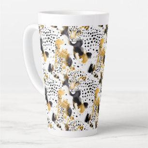 Caneca De Café Latte Impressão em animais de Leopardos Dourados amarelo