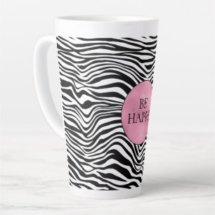 Caneca De Café Latte Impressão em Zebra Preta e Branca