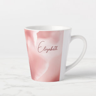 Caneca De Café Latte Impressão Floral Cor-de-rosa - Pequena Caneta Late