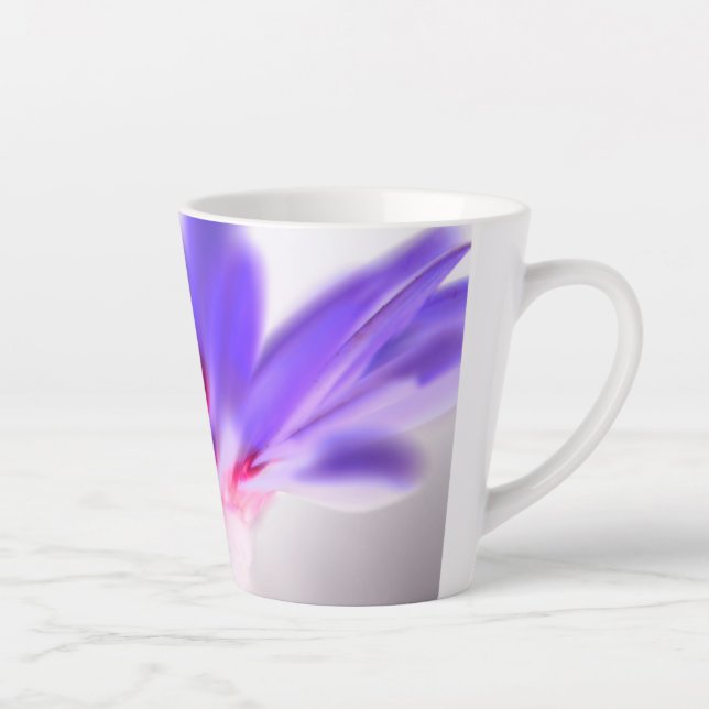 Caneca De Café Latte Impressão Floral Roxo (Direita)
