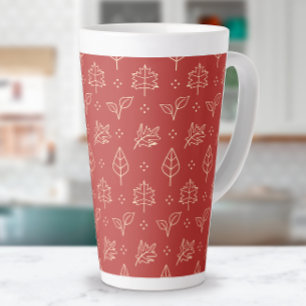 Caneca De Café Latte Impressão Gráfica Simples de Folhas de Outono em V