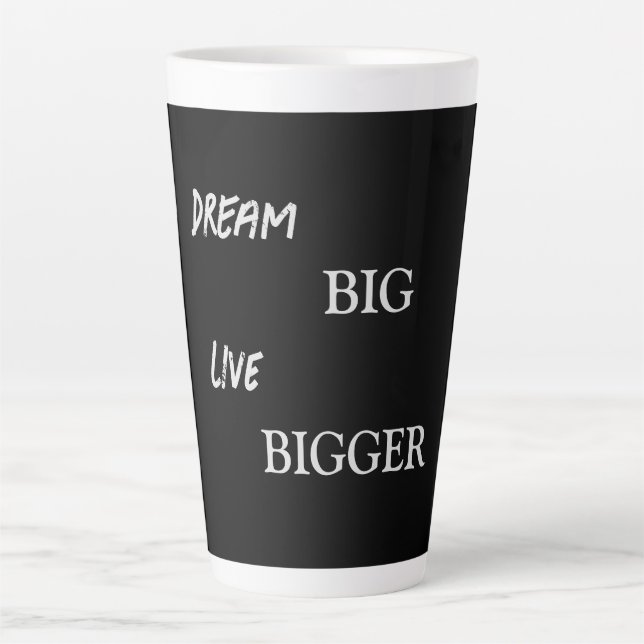 Caneca De Café Latte Impressão Latão de de aspas Motivacionais Pretas e (Frente)