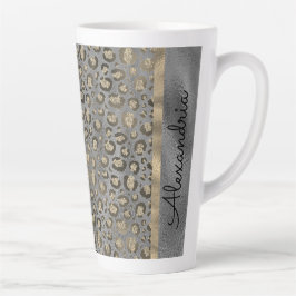 Caneca De Café Latte Impressão Leopardo brilhante em Cinzas brilhantes