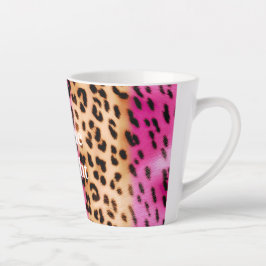 Caneca De Café Latte Impressão Leopardo Dourada rosa