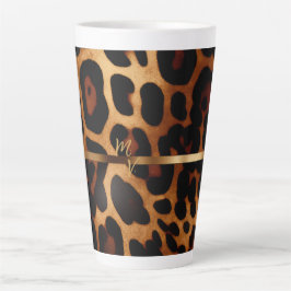 Caneca De Café Latte Impressão Leopardo Monograma na moda