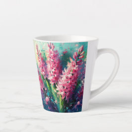 Caneca De Café Latte Impressionante Floral de Hiacintos Rosa